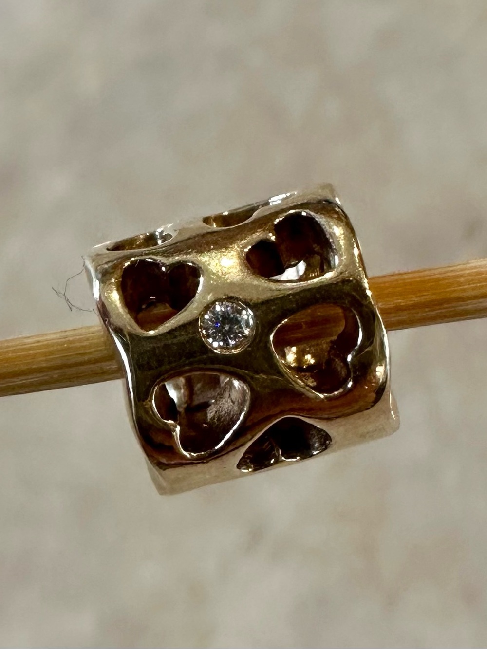 Pandora 14k solid Gold w with Diamonds Katie’s Diamond of Love charm - Picture 2 of 7